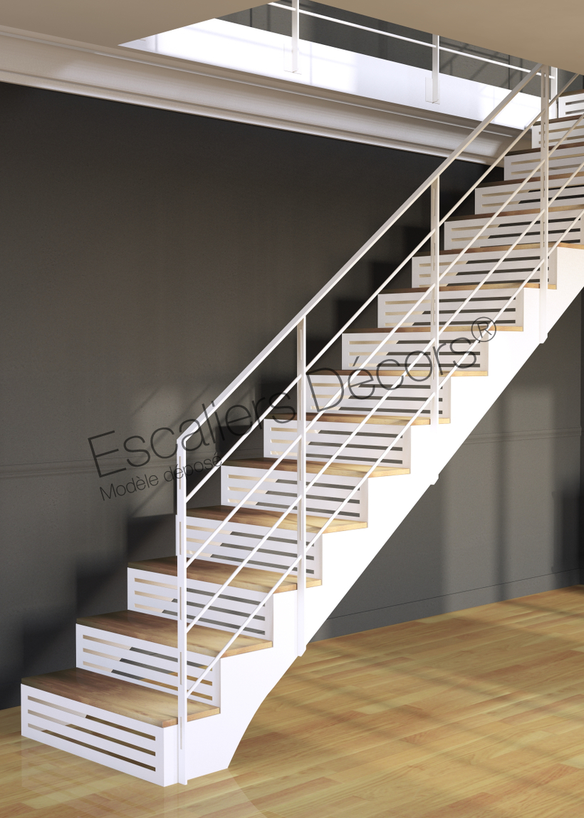 Photo DT113 - ESCA'DROIT® Graphique. Escalier droit d'intérieur métallique pour une décoration élégante et contemporaine. Vue 2